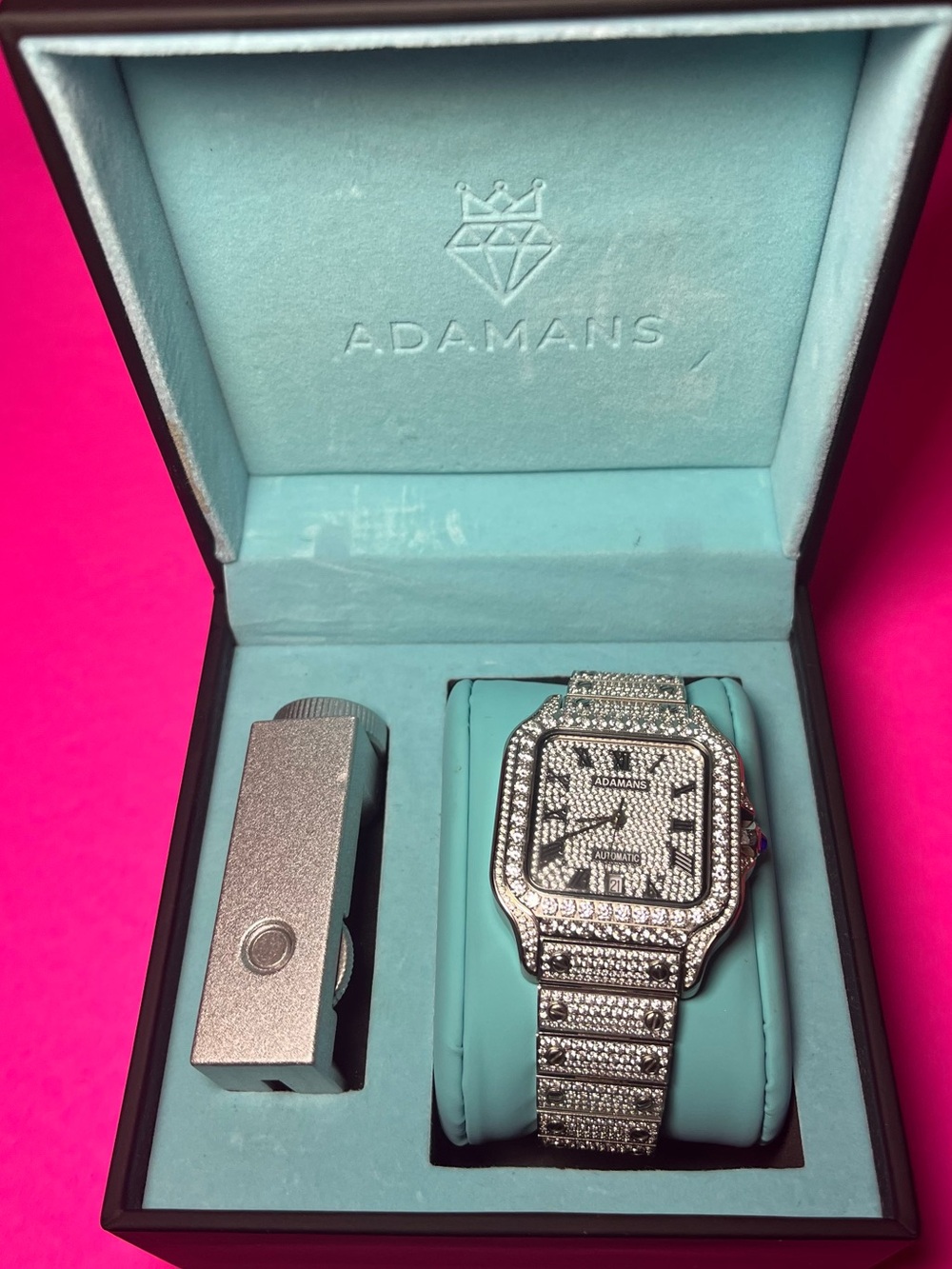 ADAMANS Silver Square Watch
